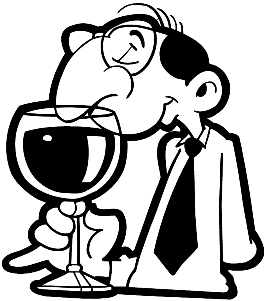 Man sniffing wine vinyl sticker. Customize on line. Food Meals Drinks 040-0335